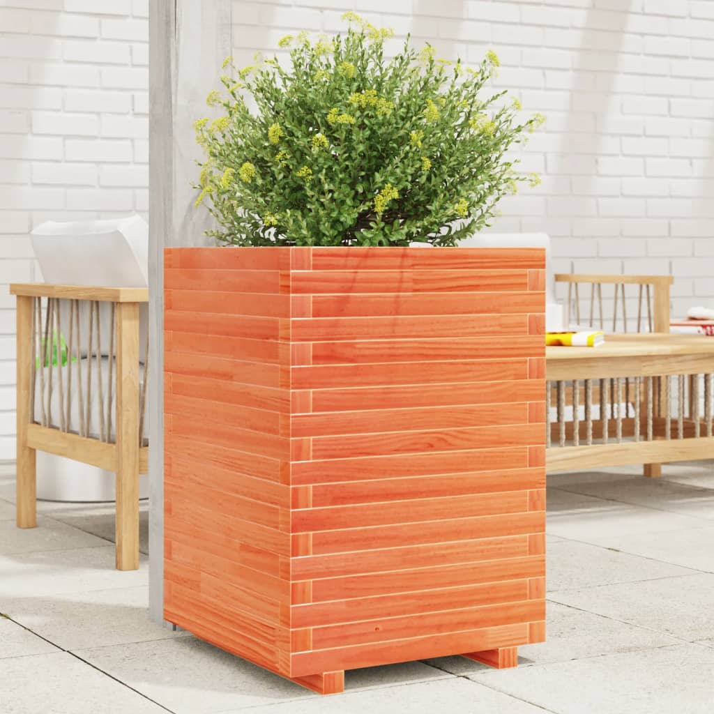 VidaXL Plantenbak 50x50x72 cm massief groenenhout wasbruin