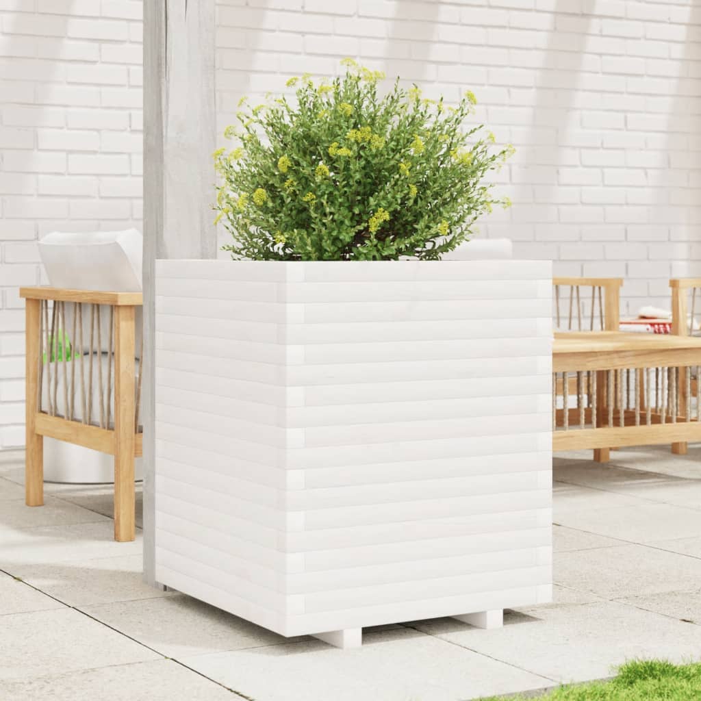 VidaXL Plantenbak 60x60x72 cm massief groenhout wit