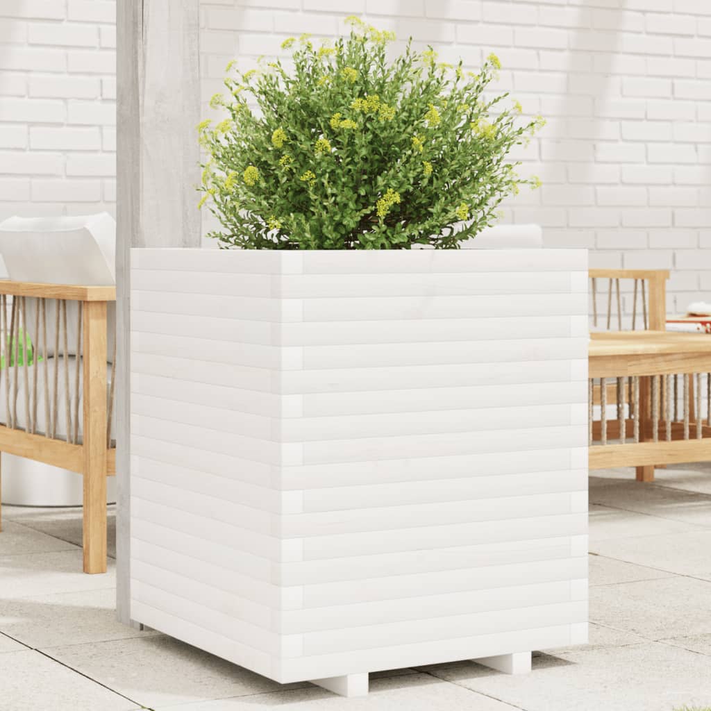 VidaXL Plantenbak 60x60x72 cm massief groenhout wit
