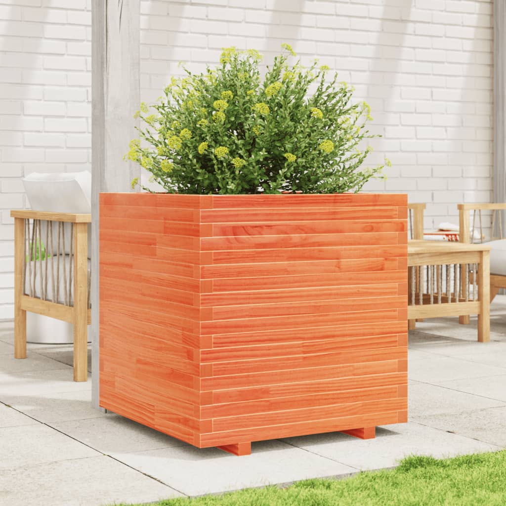 VidaXL Plantenbak 70x70x72 cm massief groenhout wasbruin