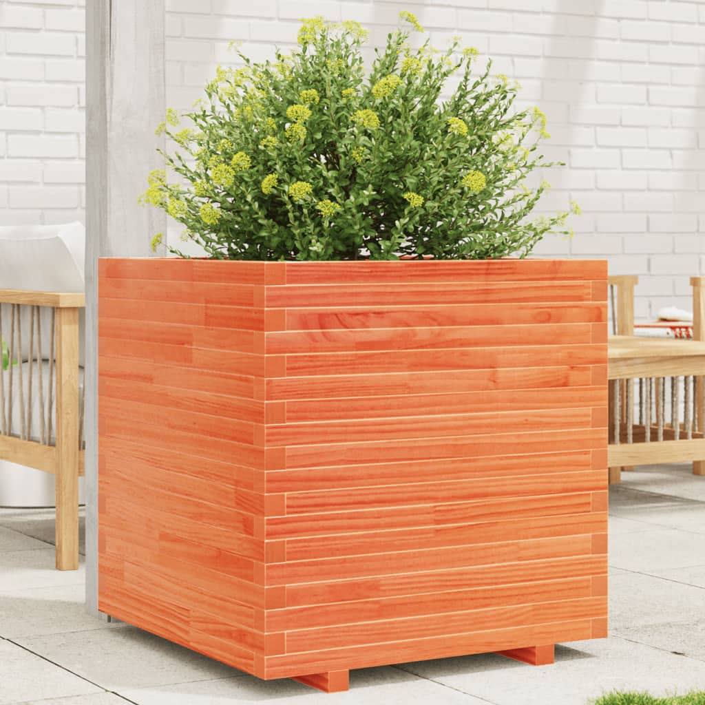 VidaXL Plantenbak 70x70x72 cm massief groenhout wasbruin