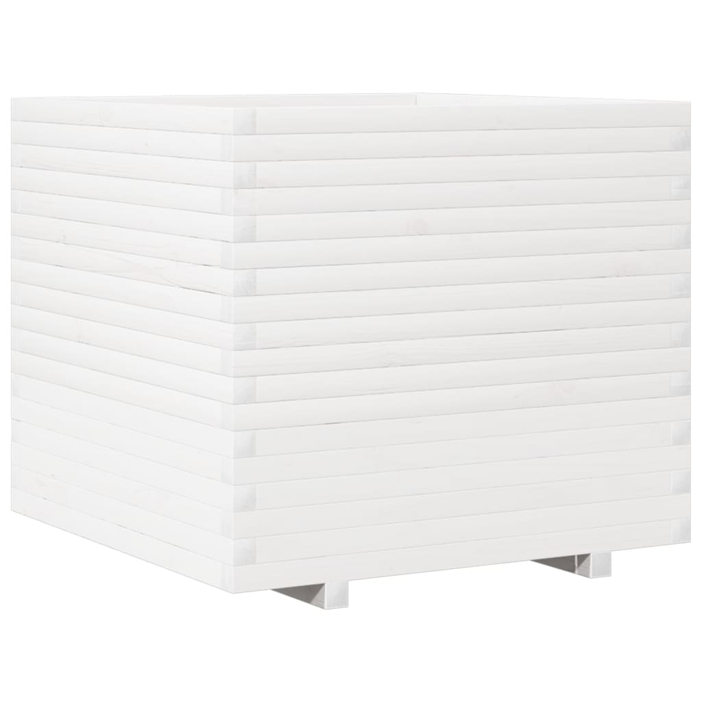 VidaXL Plantenbak 80x80x72 cm massief groenhout wit