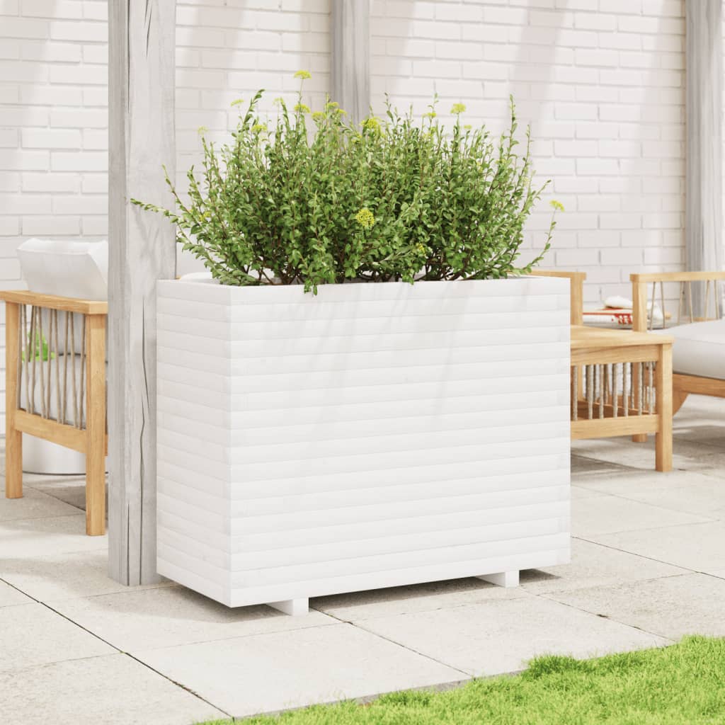 VidaXL Plantenbak 90x40x72 cm massief groenhout wit