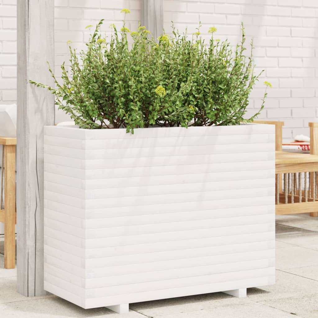 VidaXL Plantenbak 90x40x72 cm massief groenhout wit