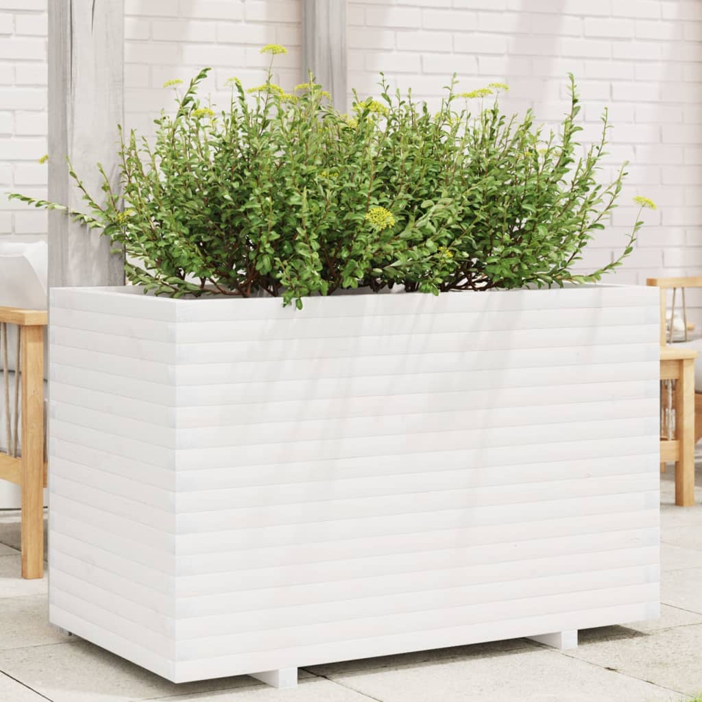 VidaXL Plantenbak 110x60x72 cm massief groenhout wit