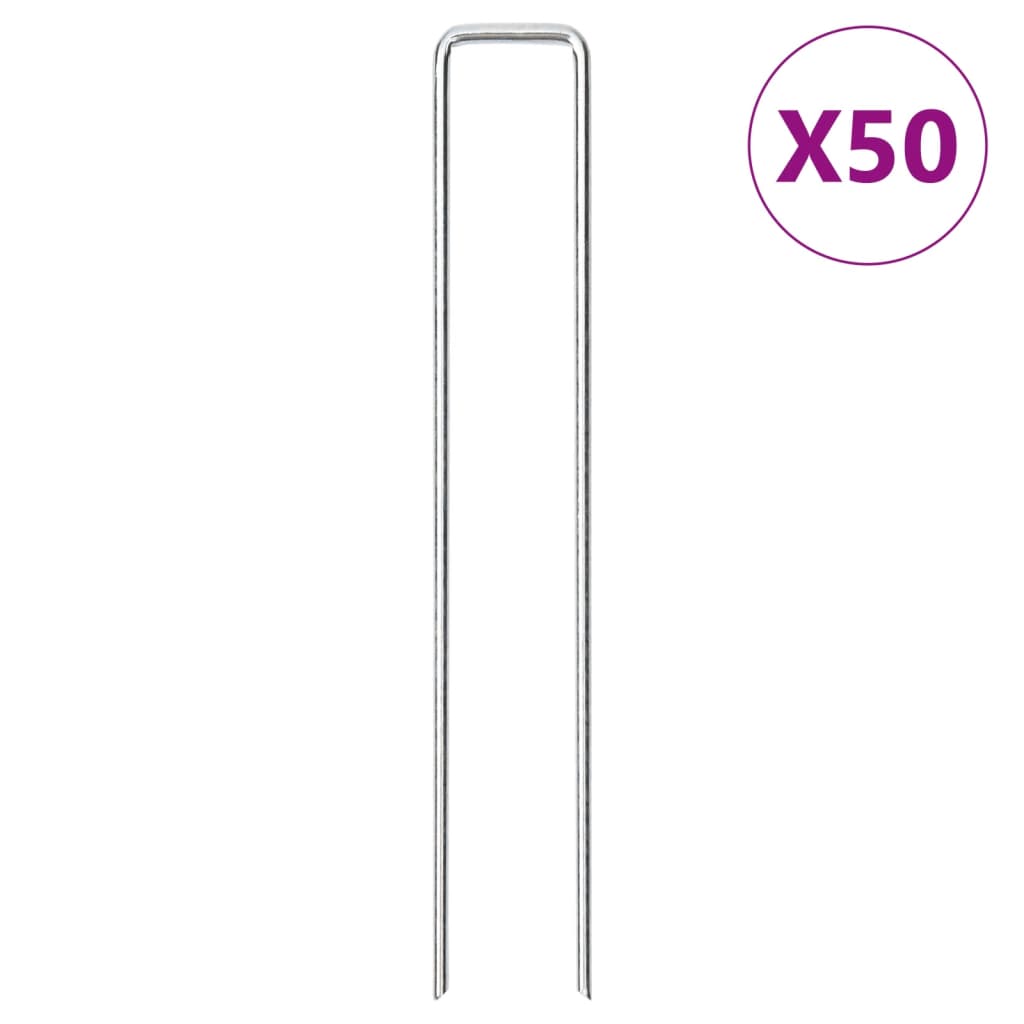 Vidaxl grondharingen 50 st u-vormig 20x3,5 cm gegalvaniseerd staal