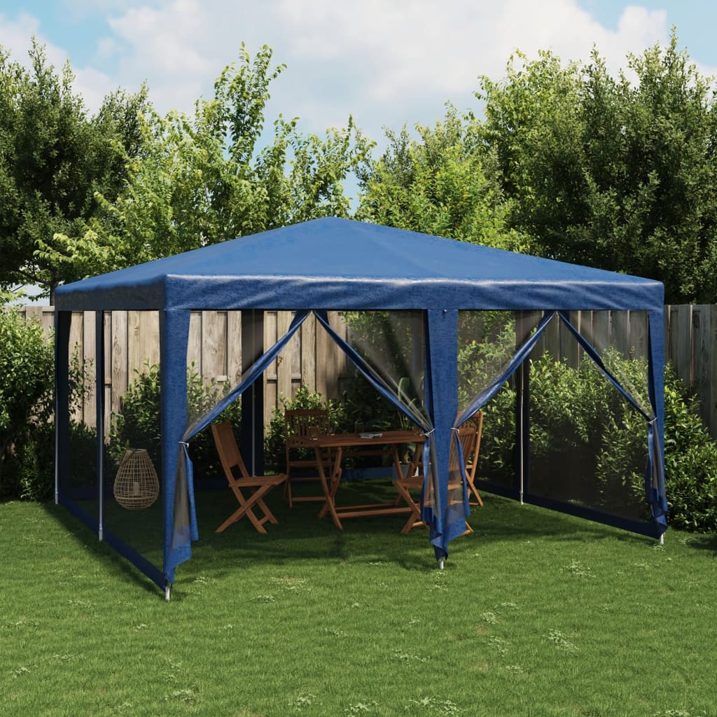 Vidaxl partytent met 8 mesh zijwanden 4x4m hdpe blauw