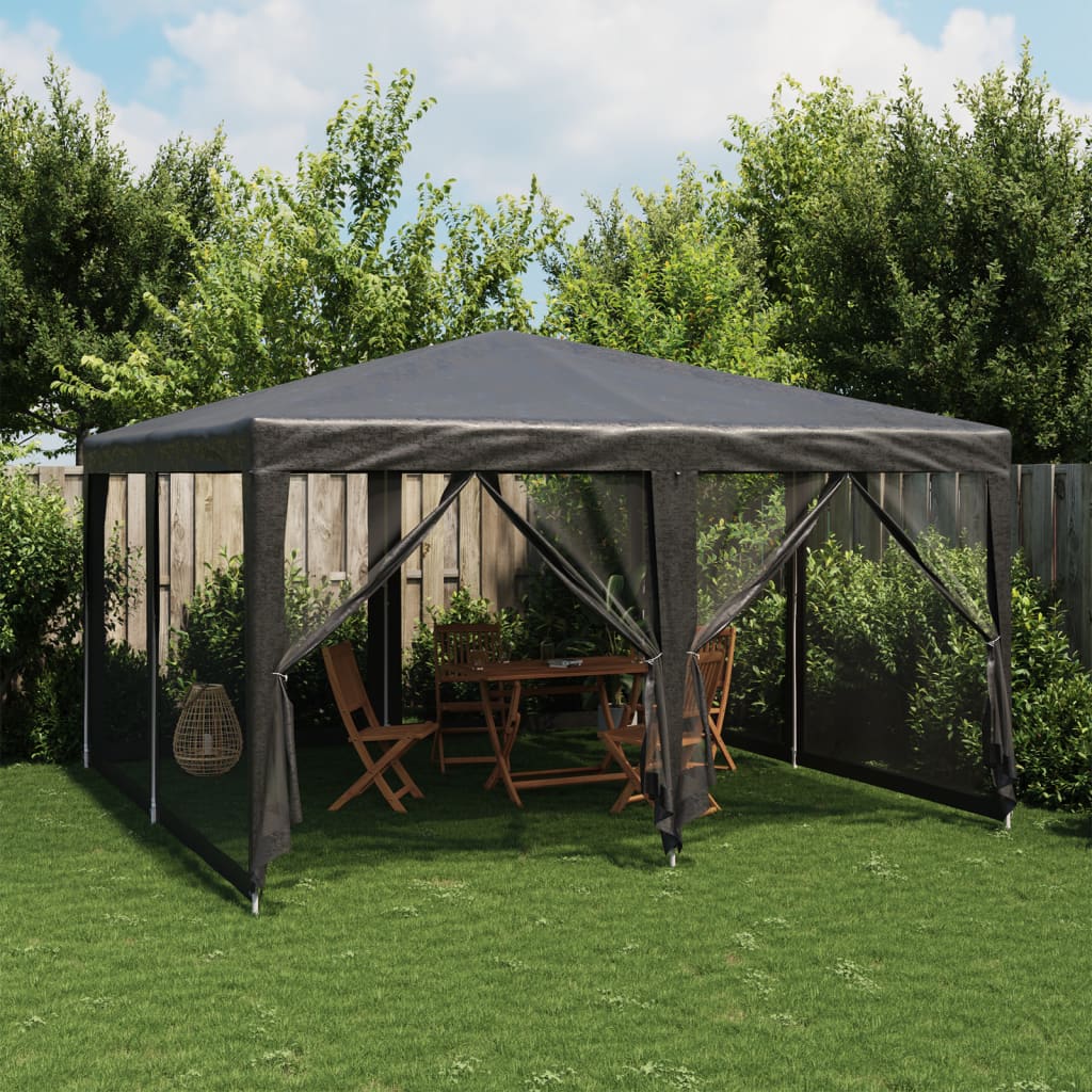 Vidaxl partytent met 8 mesh zijwanden 4x4m hdpe antracietkleurig