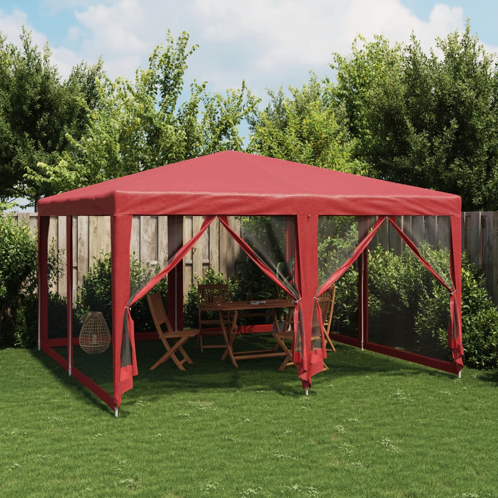 Vidaxl partytent met 8 mesh zijwanden 4x4m hdpe rood
