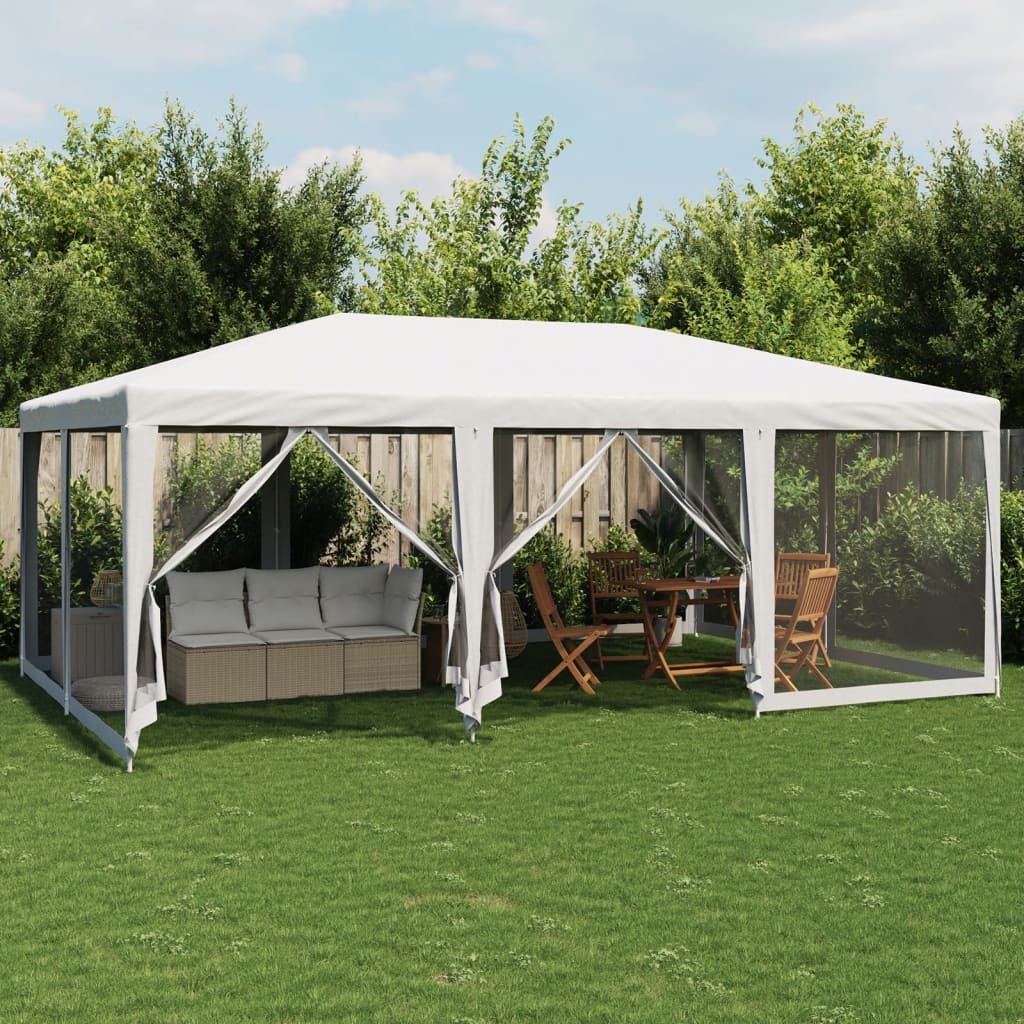 Vidaxl partytent met 10 mesh zijwanden 6x4m hdpe wit