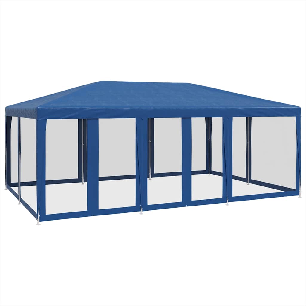 Vidaxl partytent blauw met 10 mesh zijwanden 6x4m hdpe