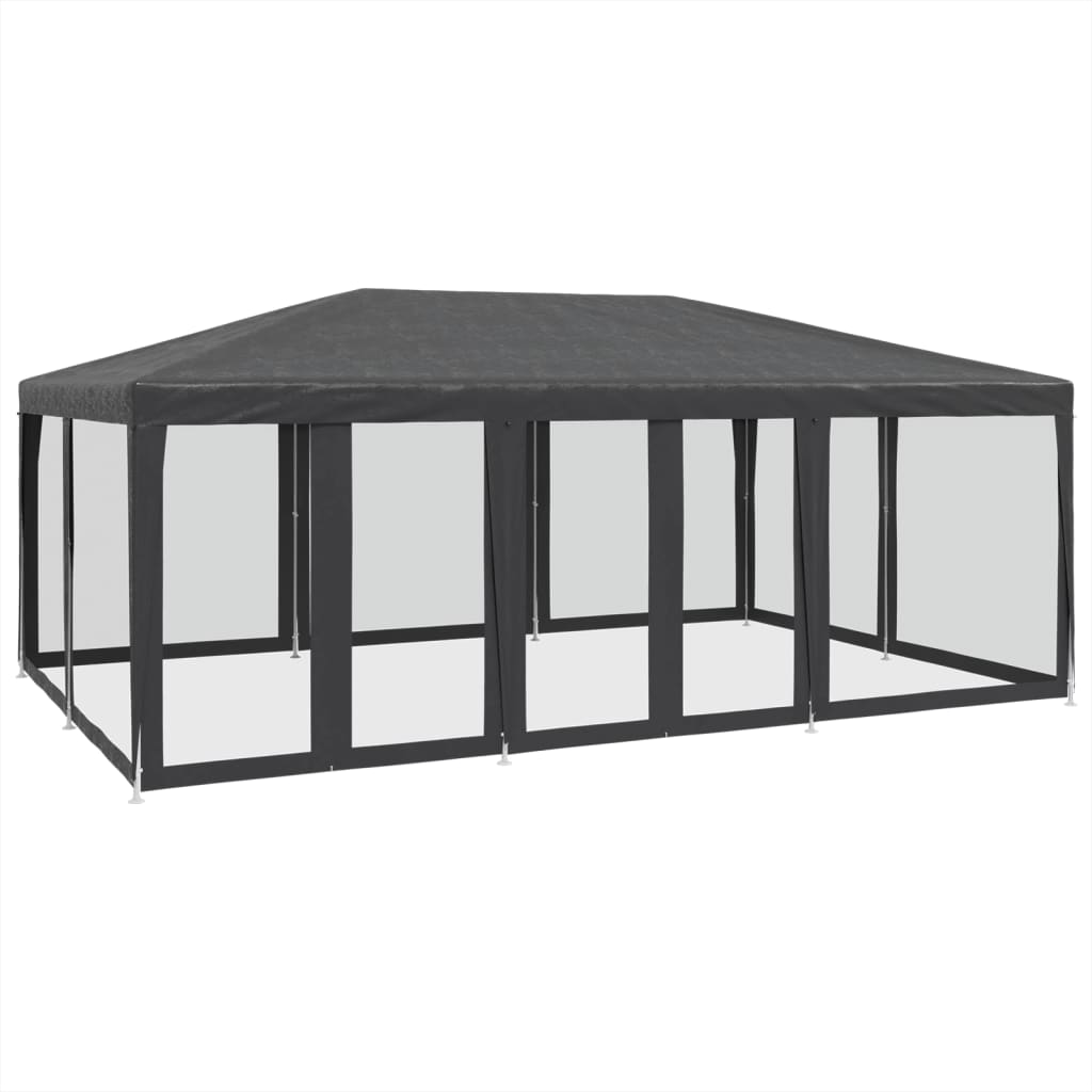 Vidaxl partytent met 10 mesh zijwanden 6x4m hdpe antracietkleurig