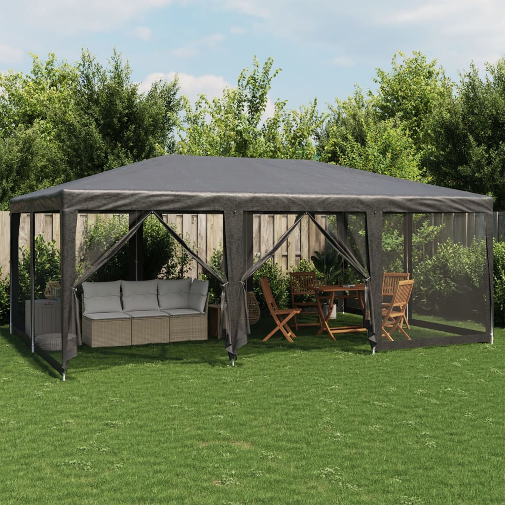 Vidaxl partytent met 10 mesh zijwanden 6x4m hdpe antracietkleurig