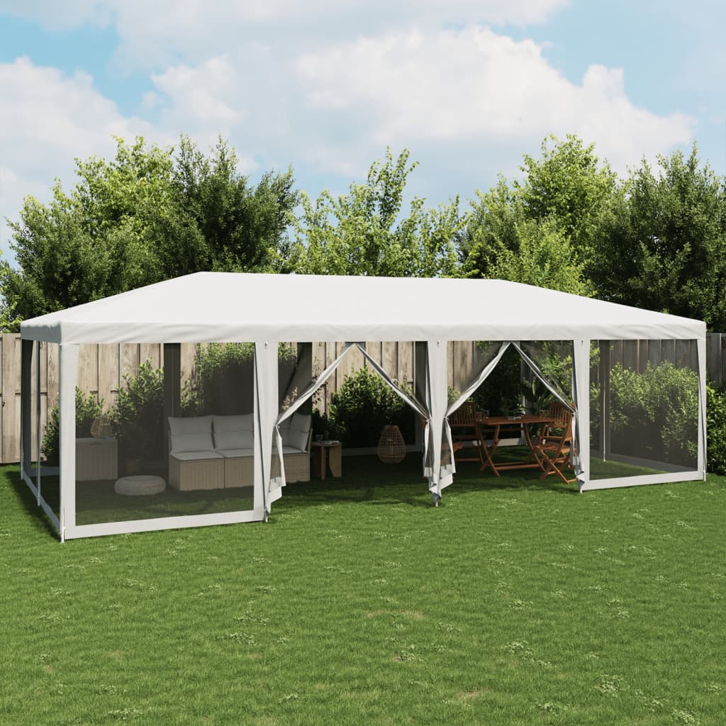 Vidaxl partytent met 12 mesh zijwanden 8x4m hdpe wit