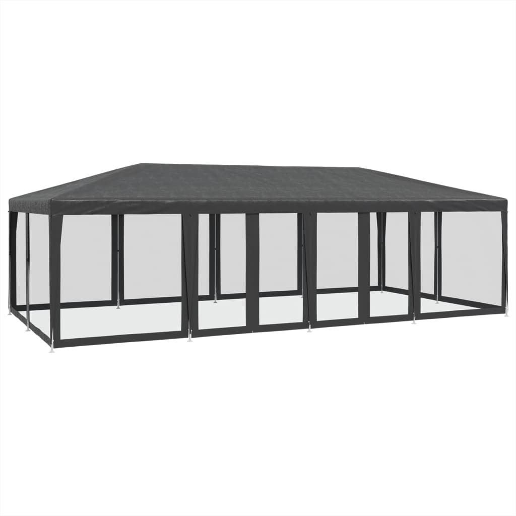 Vidaxl partytent met 12 mesh zijwanden 8x4m hdpe antracietkleurig
