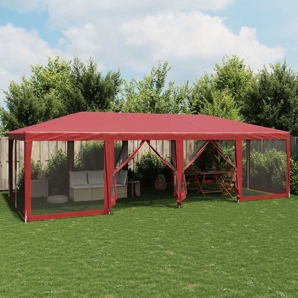 Vidaxl partytent met 12 mesh zijwanden 8x4m hdpe rood