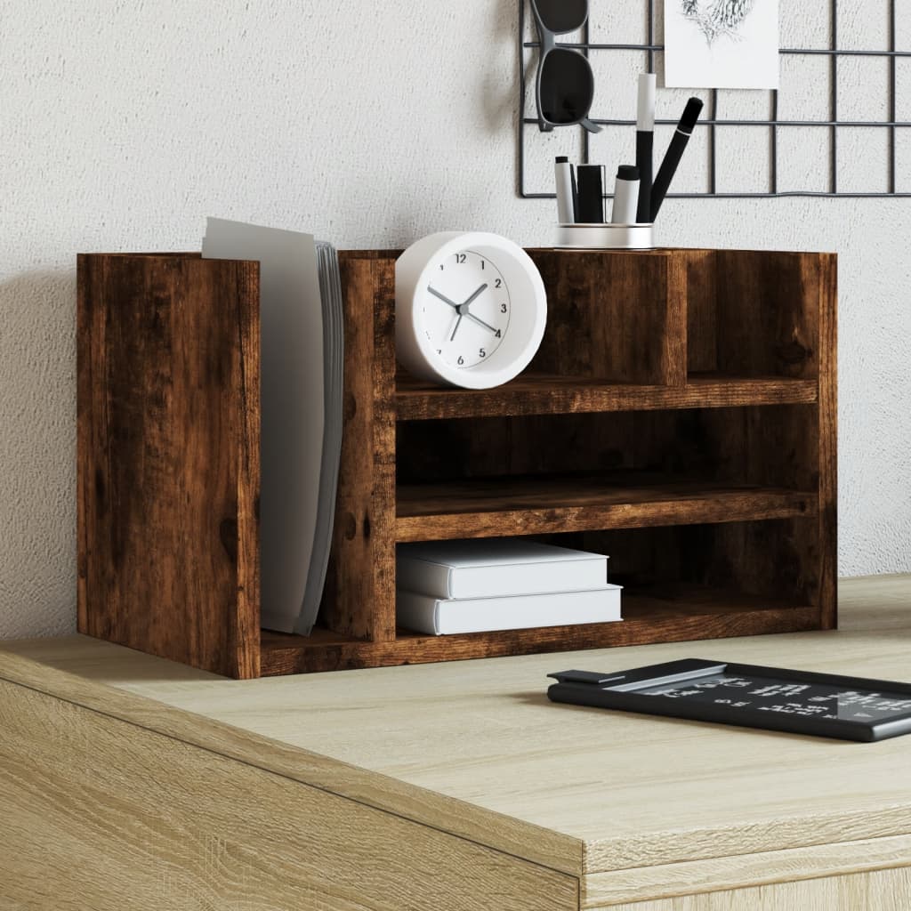 Vidaxl bureau-organizer 44,5x24x25 cm bewerkt hout gerookt eikenkleur