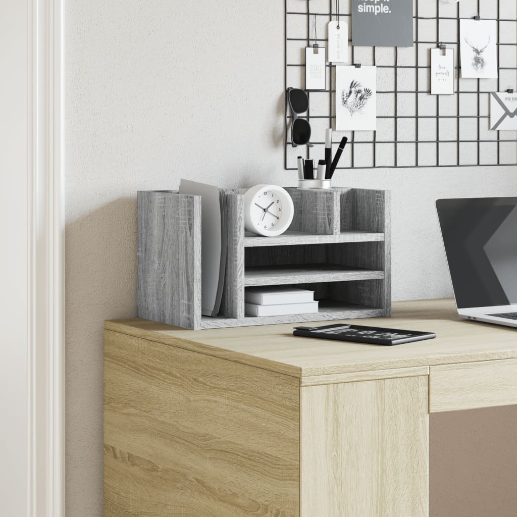 Vidaxl bureau-organizer 44,5x24x25 cm bewerkt hout grijs sonoma eiken