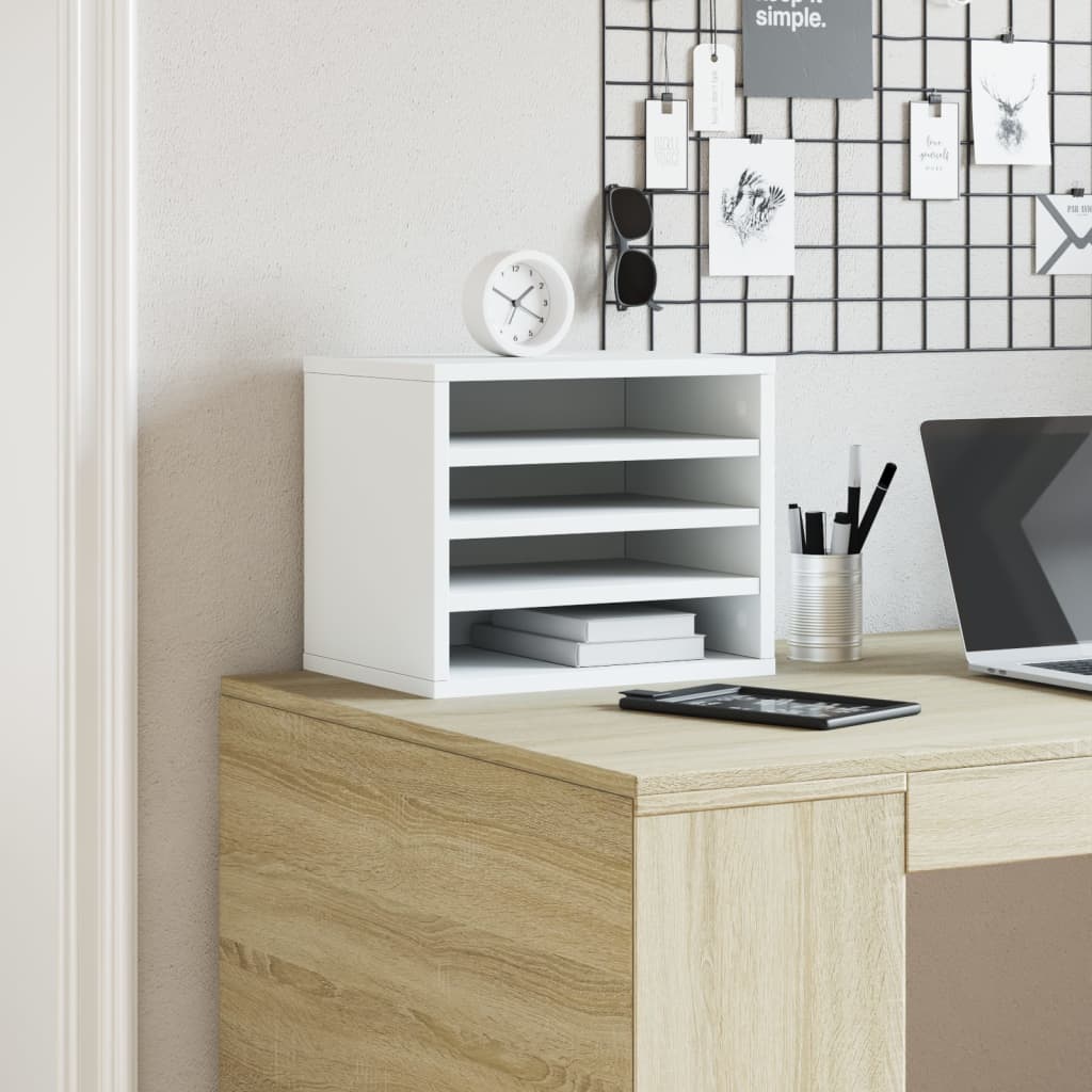 Vidaxl bureau-organizer 36x26x29,5 cm bewerkt hout wit