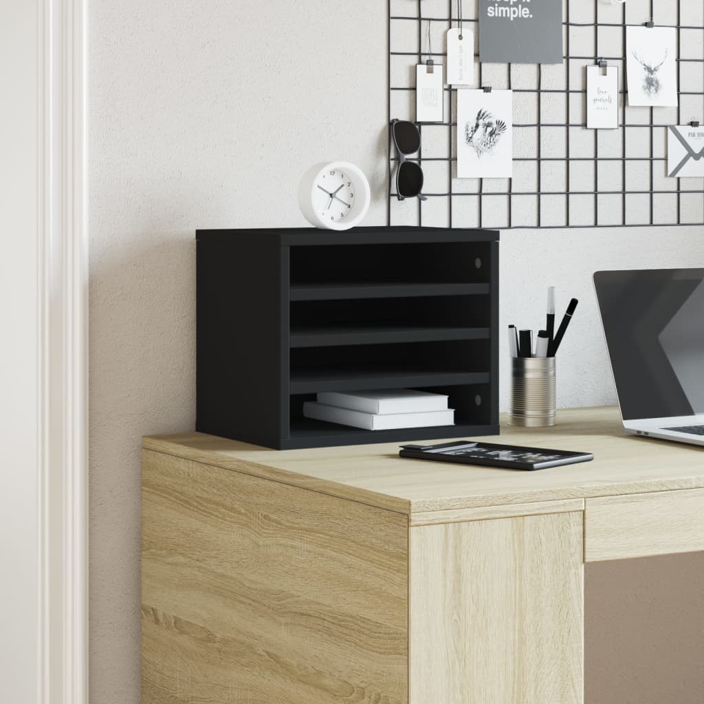 Vidaxl bureau-organizer 36x26x29,5 cm bewerkt hout zwart