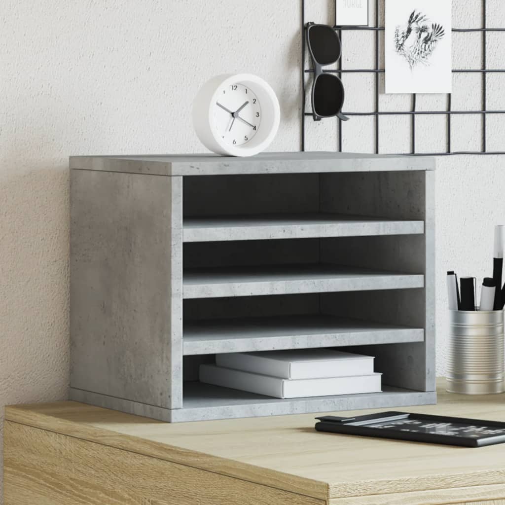 Vidaxl bureau-organizer 36x26x29,5 cm bewerkt hout betongrijs