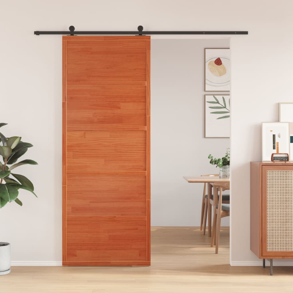 Vidaxl schuifdeur 80x208 cm massief groenenhout wasbruin