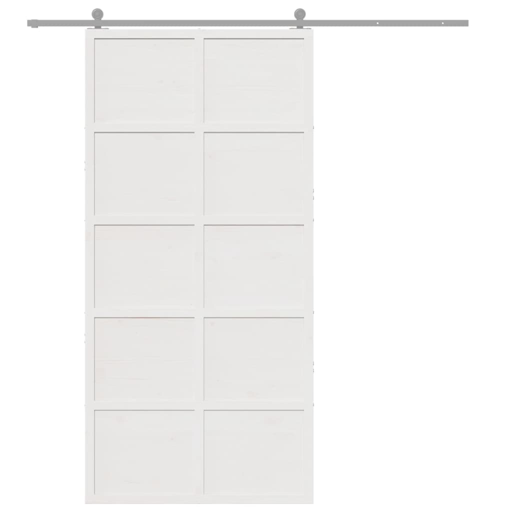 Vidaxl schuifdeur 100x208 cm massief groenenhout wit