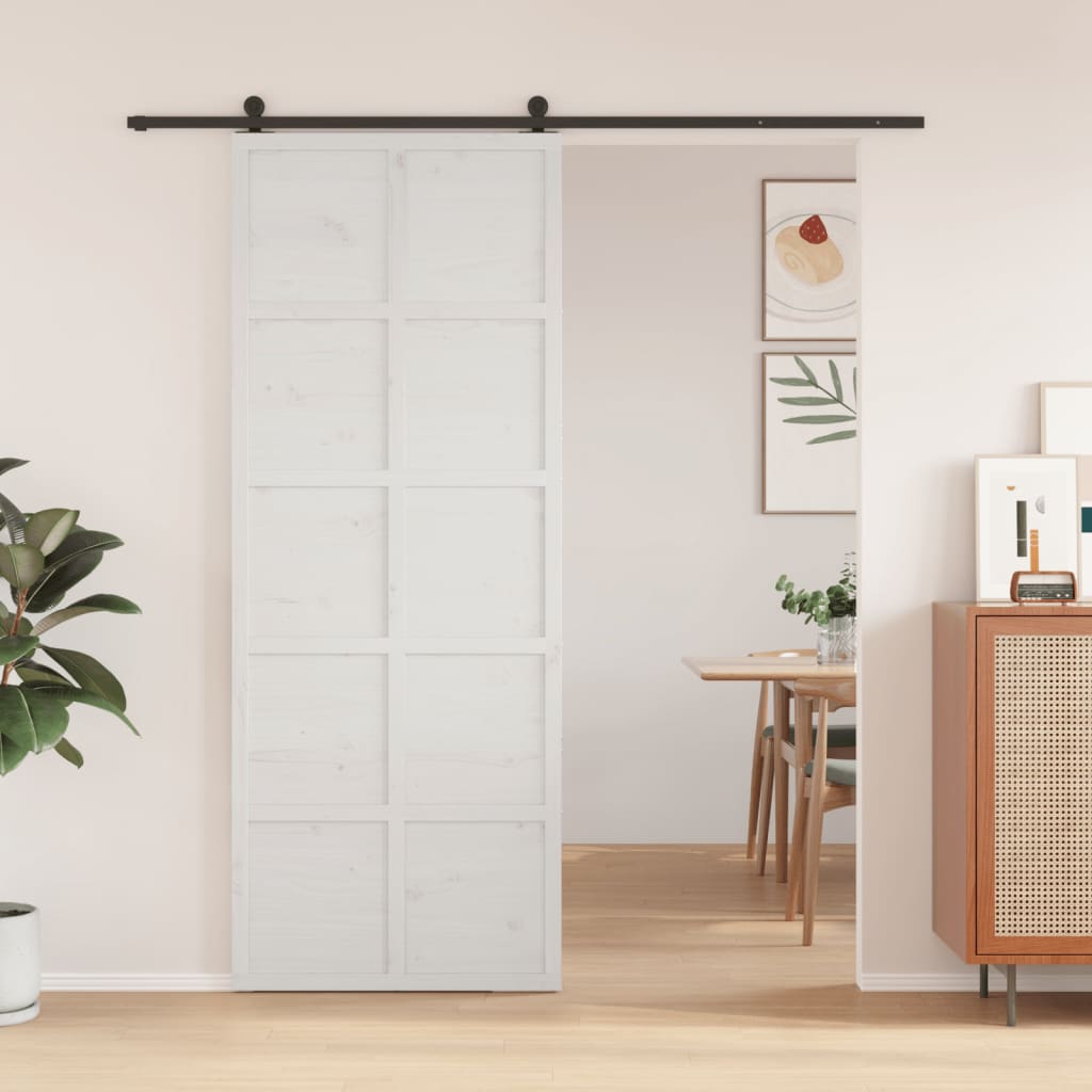 Vidaxl schuifdeur 80x208 cm massief groenhout wit