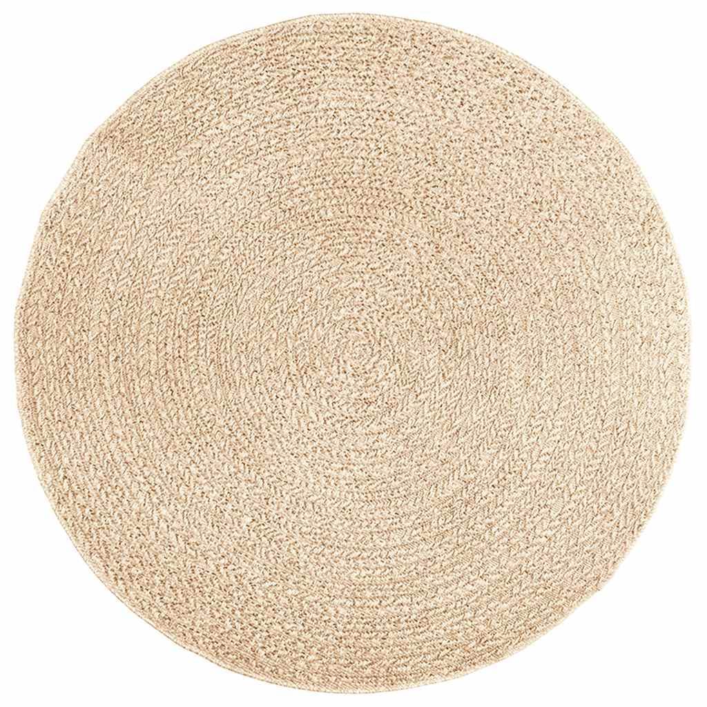 Vidaxl vloerkleed zizur beige binnen en buiten ø 160 cm jute look