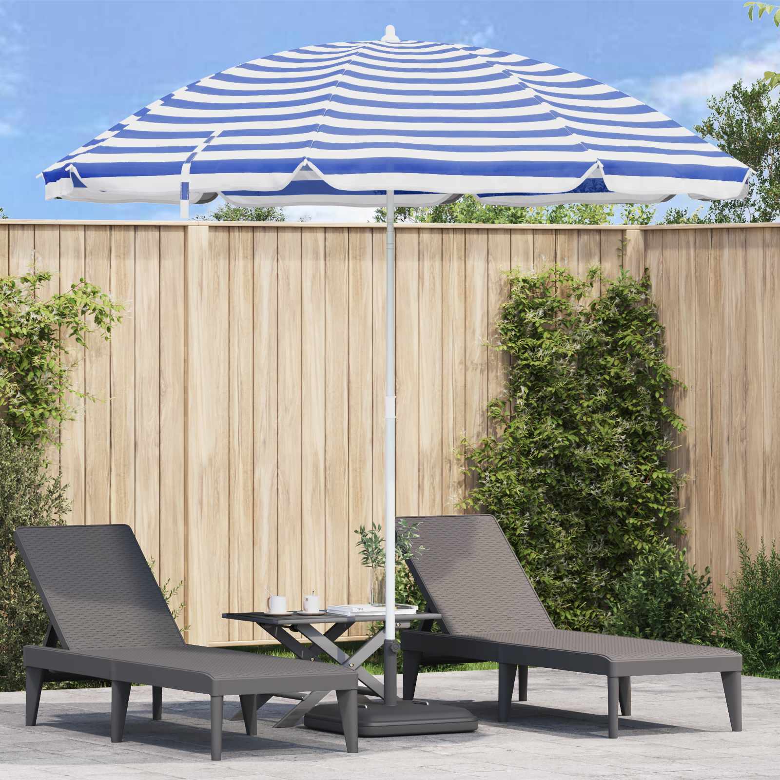 Vidaxl tuinparasol 263 x 263 x 272 cm 170t polyester blauw en wit