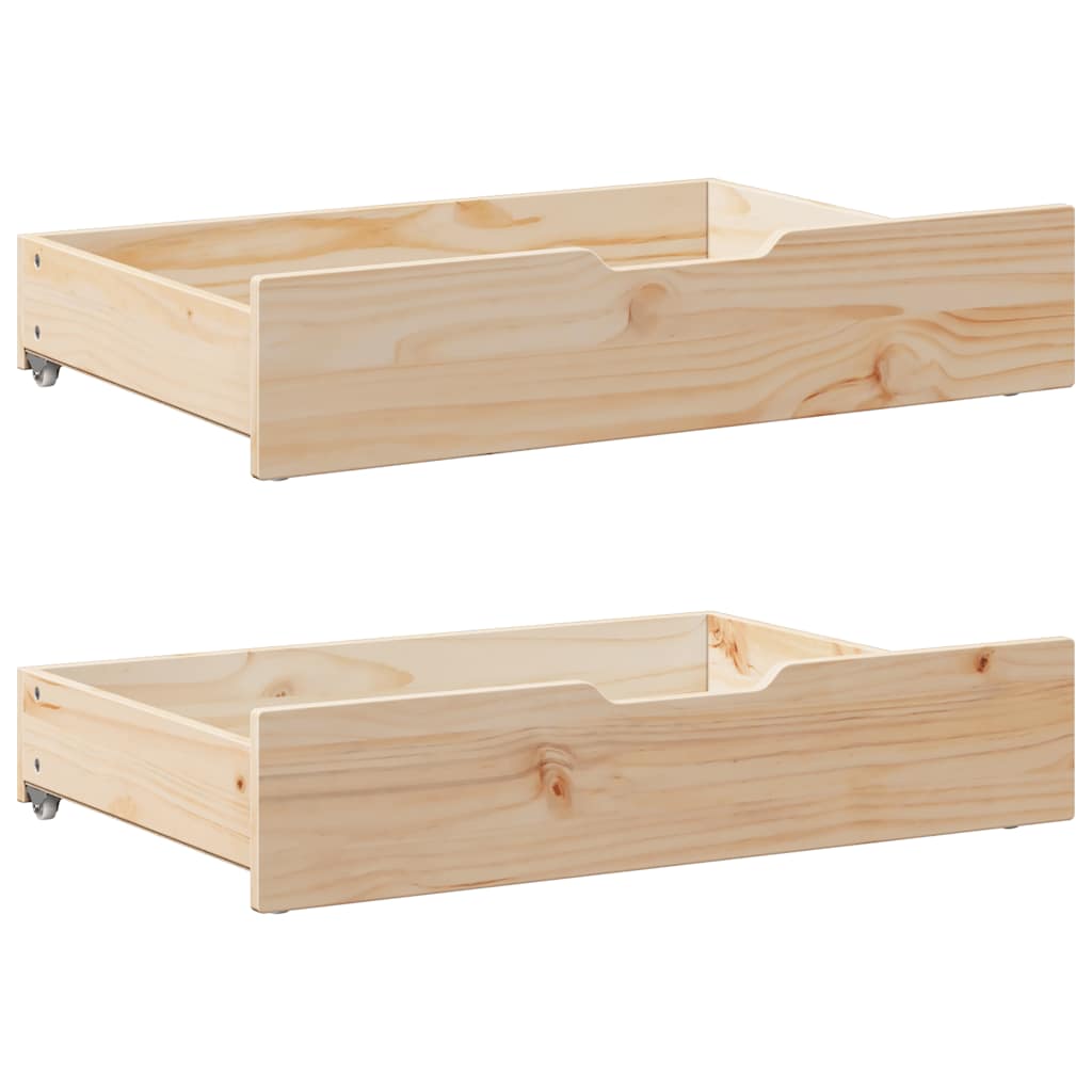 Vidaxl bedlades 2 st met wieltjes 85x55x17 cm massief groenhout