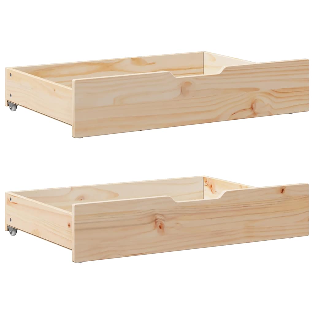 Vidaxl bedlades 2 st met wieltjes 80x55x17 cm massief groenhout