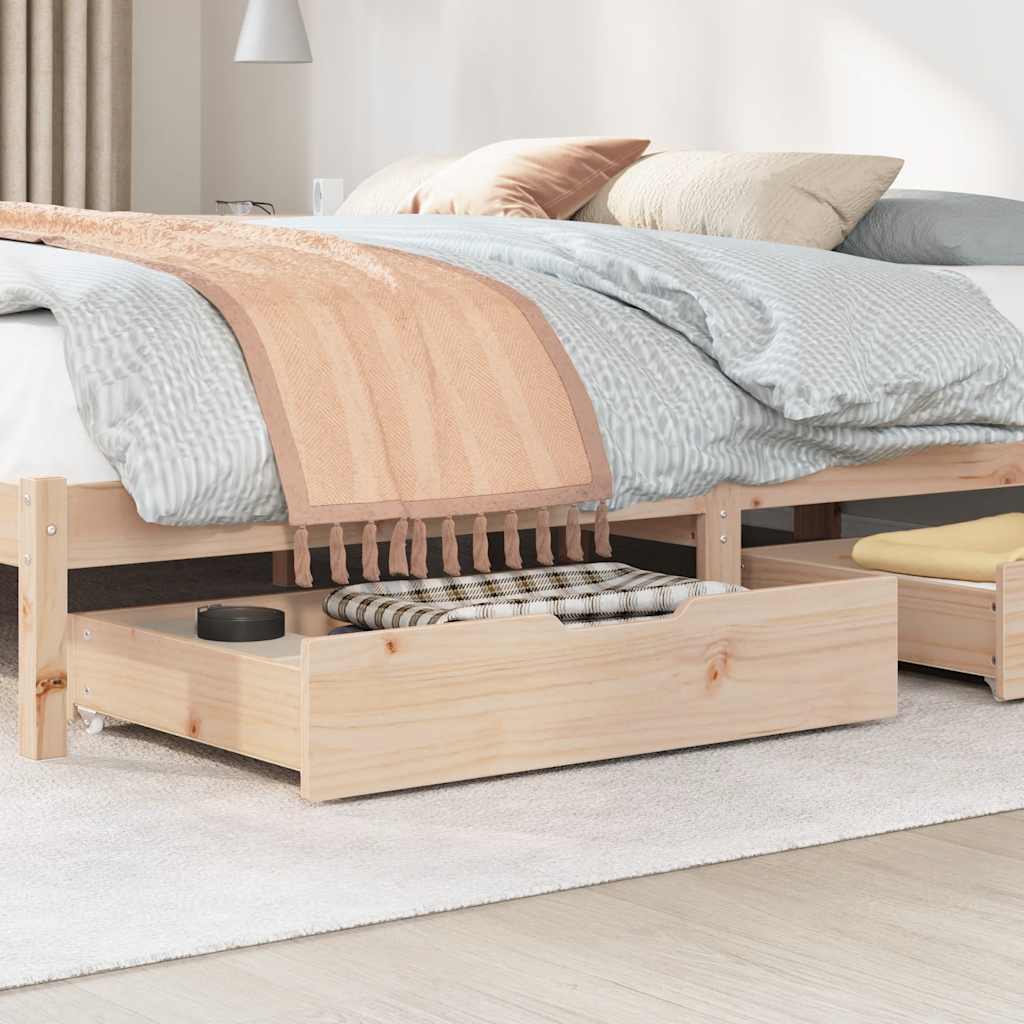 Vidaxl bedlades 2 st met wieltjes 80x55x17 cm massief groenhout