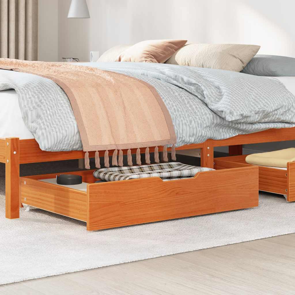 Vidaxl bedlades 2 st 80x55x17 massief groenenhout wasbruin