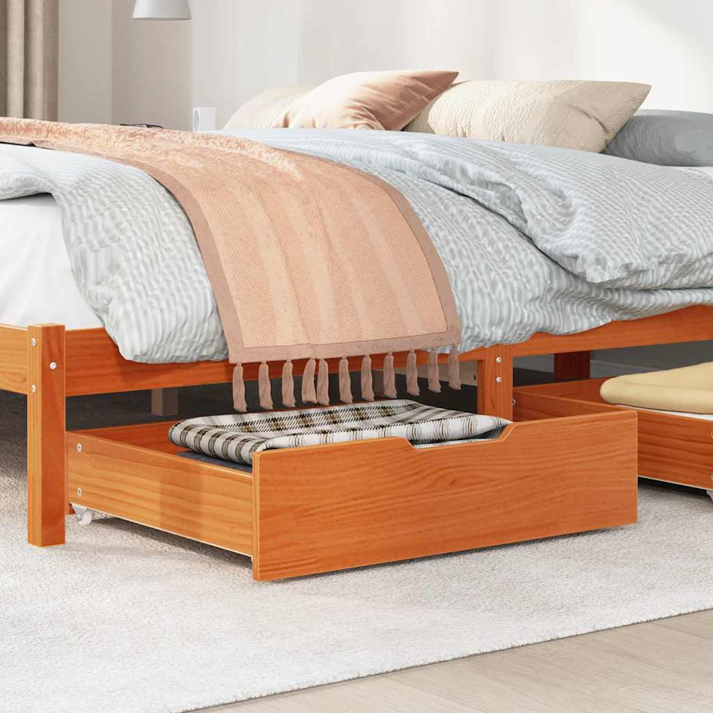 Vidaxl bedlades 2 st 75x55x17 massief groenhout wasbruin