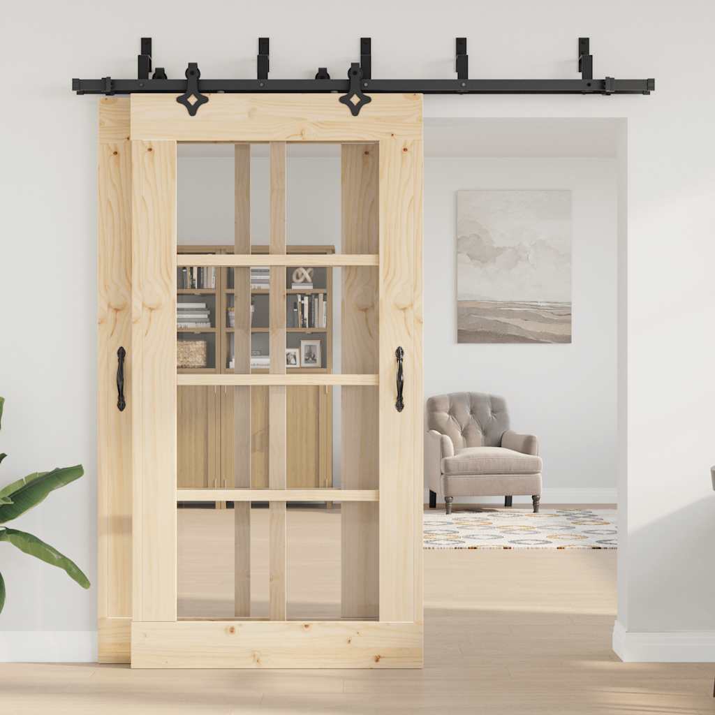 Vidaxl doos met onderdelen voor schuifdeur 213,5 cm staal zwart