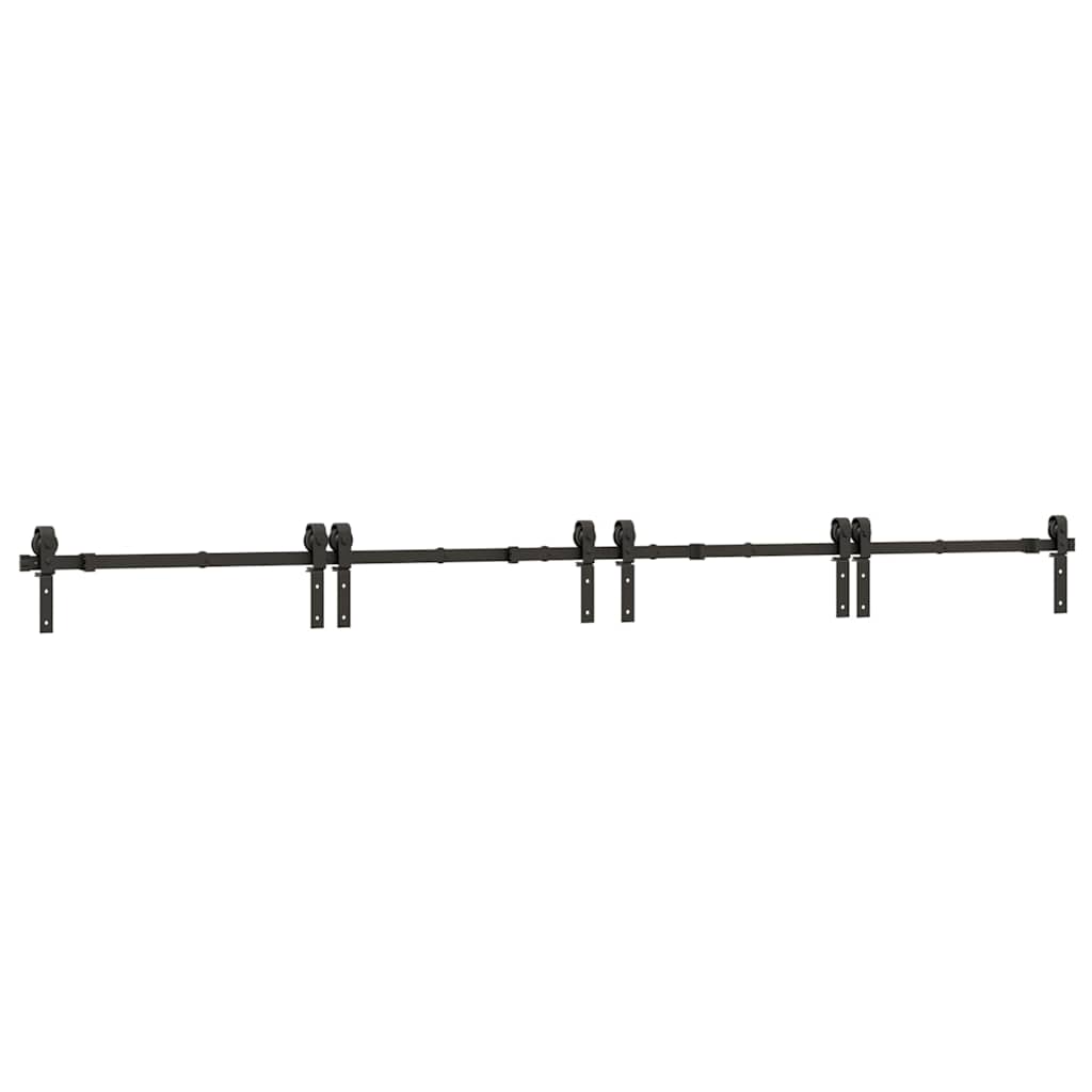 Vidaxl doos met onderdelen voor schuifdeur 366 cm staal zwart