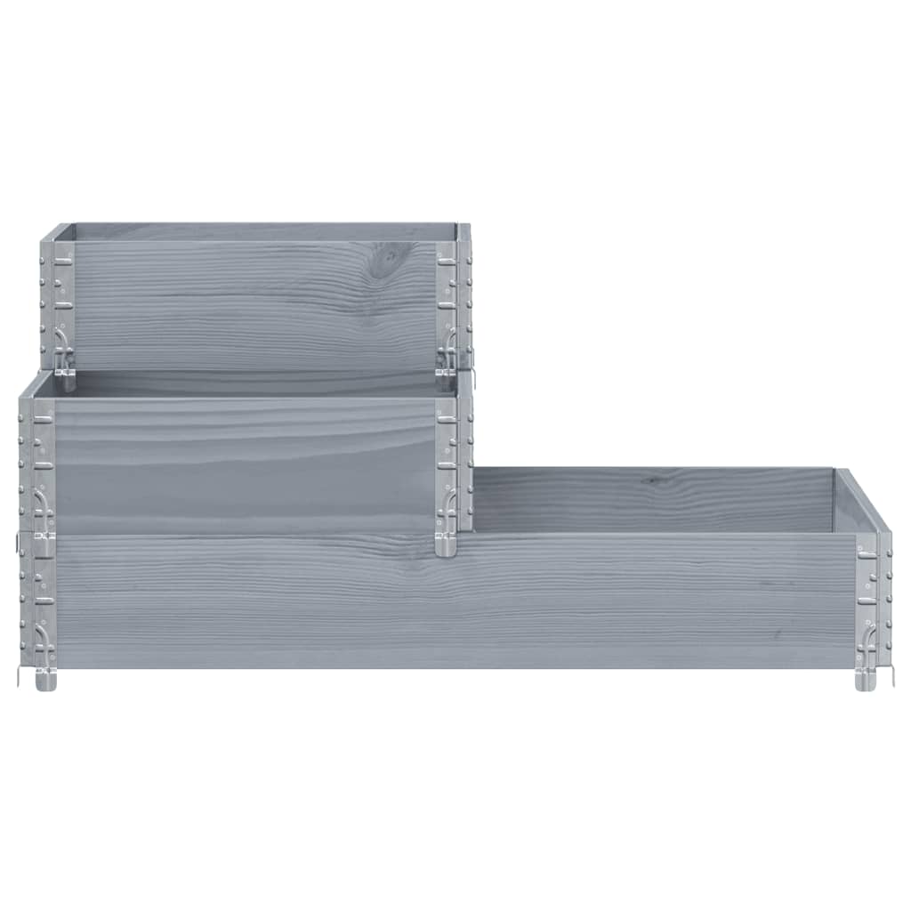 Vidaxl bestaande plantenbak 3-laags 120x80 cm massief groenhout grijs