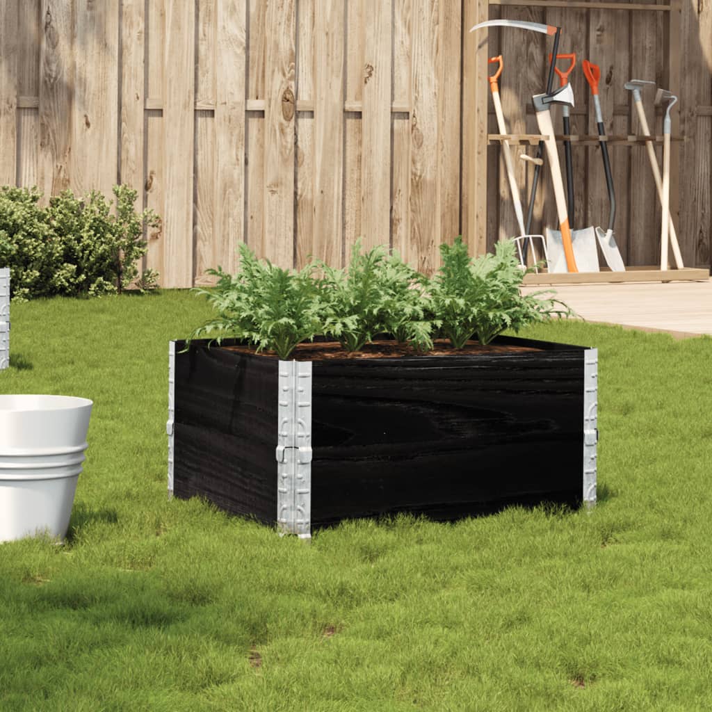 Vidaxl plantenbak 80x60 cm massief groenenhout zwart