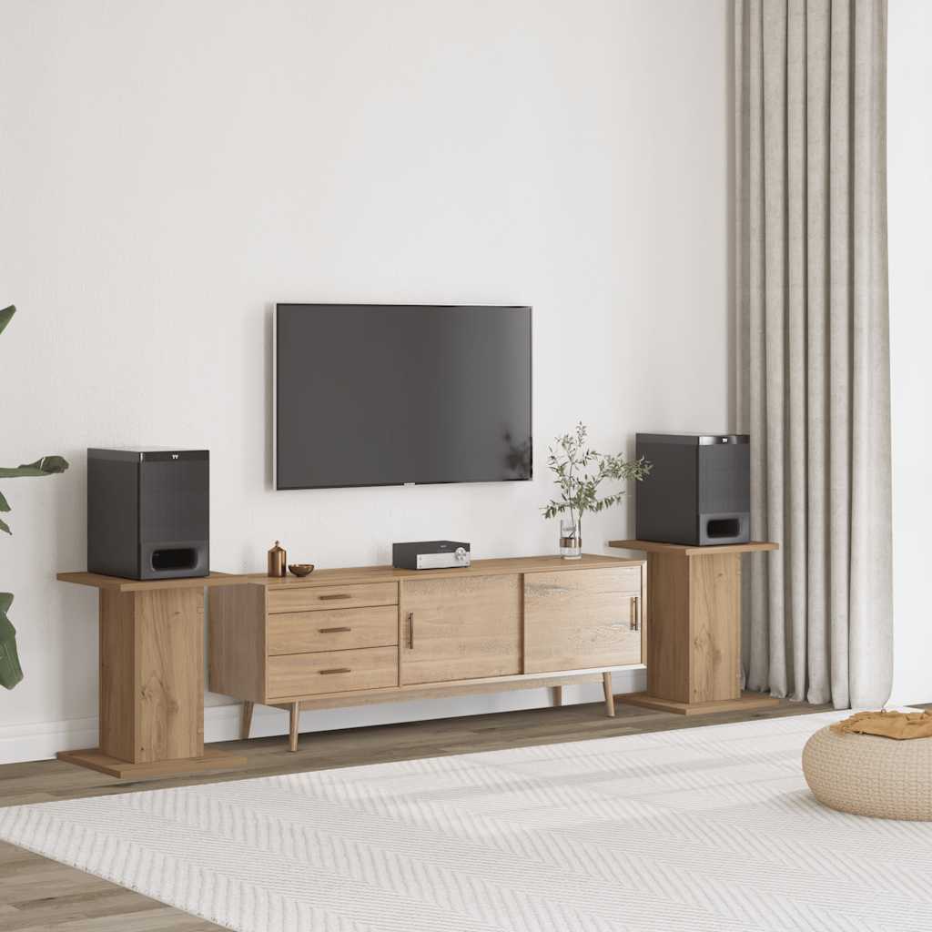 Vidaxl speakerstandaards 2 st 30x30x40 cm hout artisanaal eikenkleurig