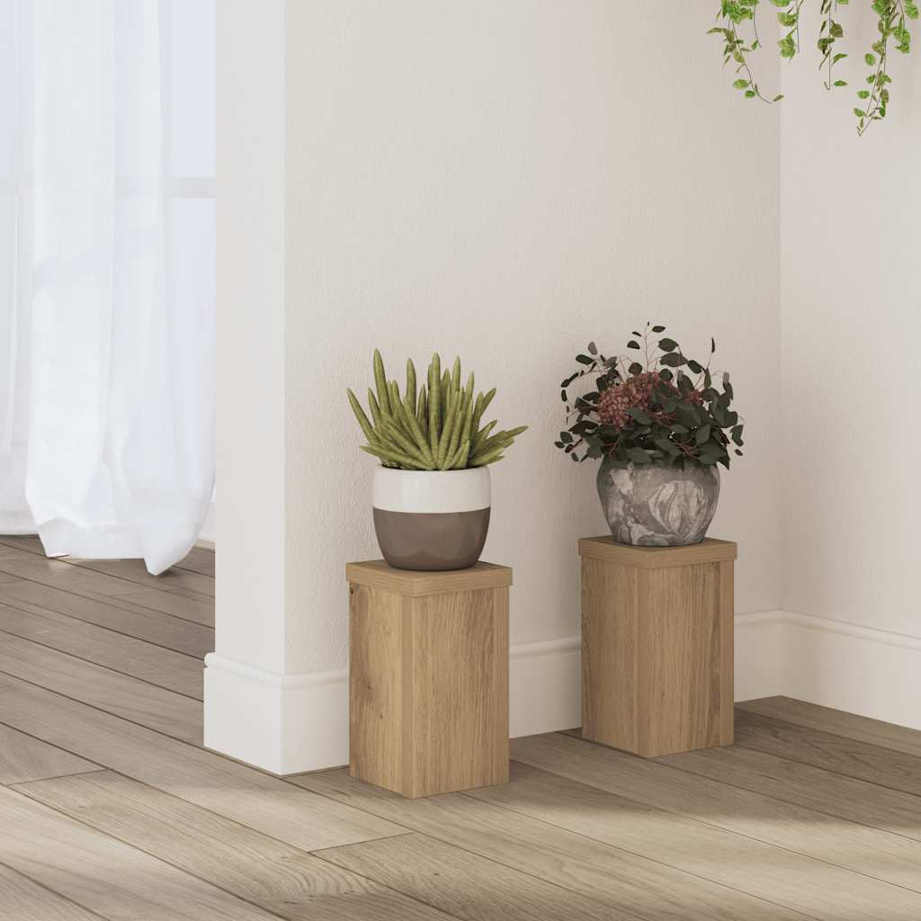 Vidaxl plantenstandaards 2 st 10x10x18 cm hout ambachtelijk eiken
