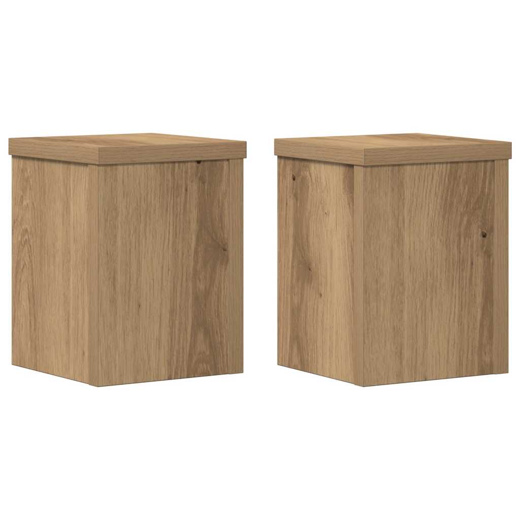 VidaXL Plantenstandaards 2 st 15x15x20 cm hout ambachtelijk eiken