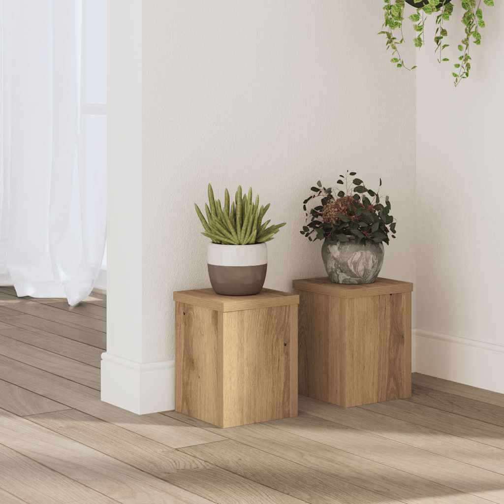 VidaXL Plantenstandaards 2 st 15x15x20 cm hout ambachtelijk eiken