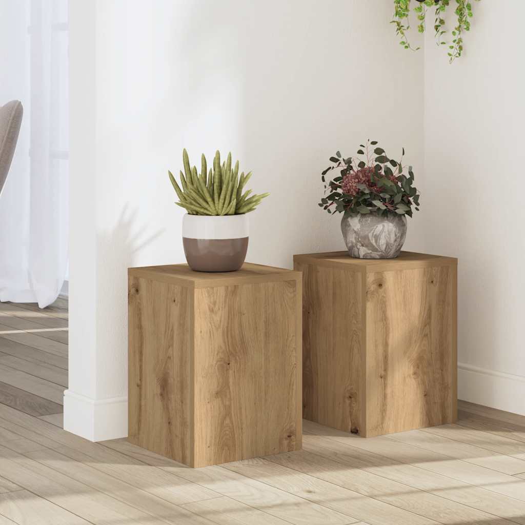 Vidaxl plantenstandaards 2 st 25x25x35 cm hout artisanaal eiken