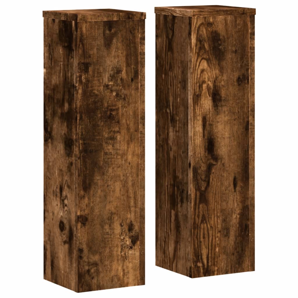 Vidaxl plantenstandaards 2 st 17x17x60 cm bewerkt hout gerookt eiken