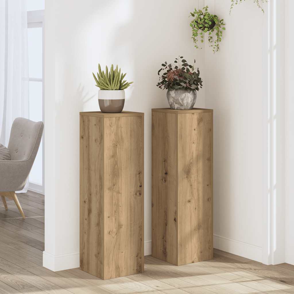 Vidaxl plantenstandaards 2 st 25x25x80 cm hout artisanaal eikenkleurig