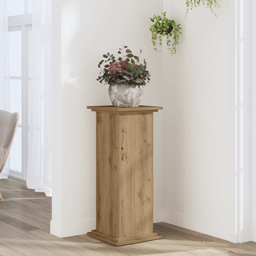 Vidaxl plantenstandaard 33x33x80 cm bewerkt hout artisanaal eikenkleur