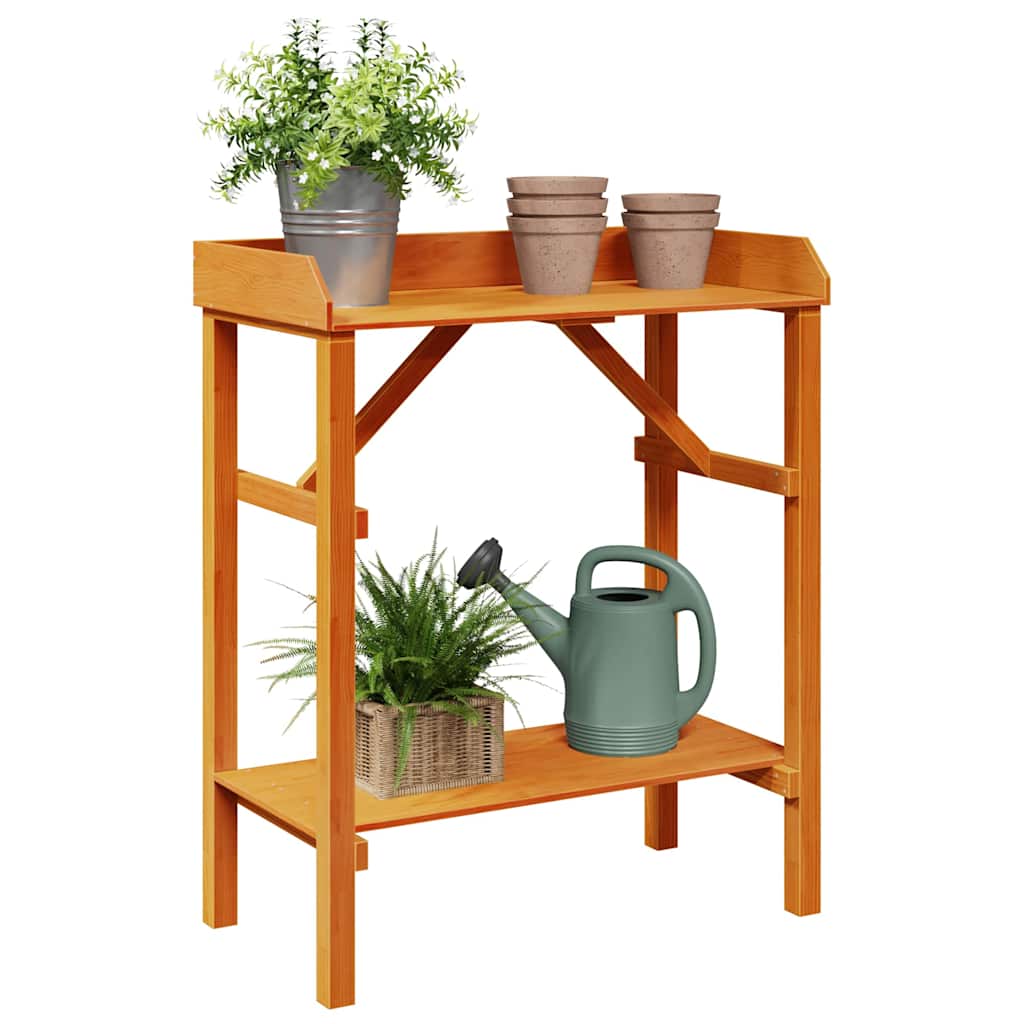 Vidaxl planttafel met plank bruin 75 x 40 x 90 cm massief grenenhout