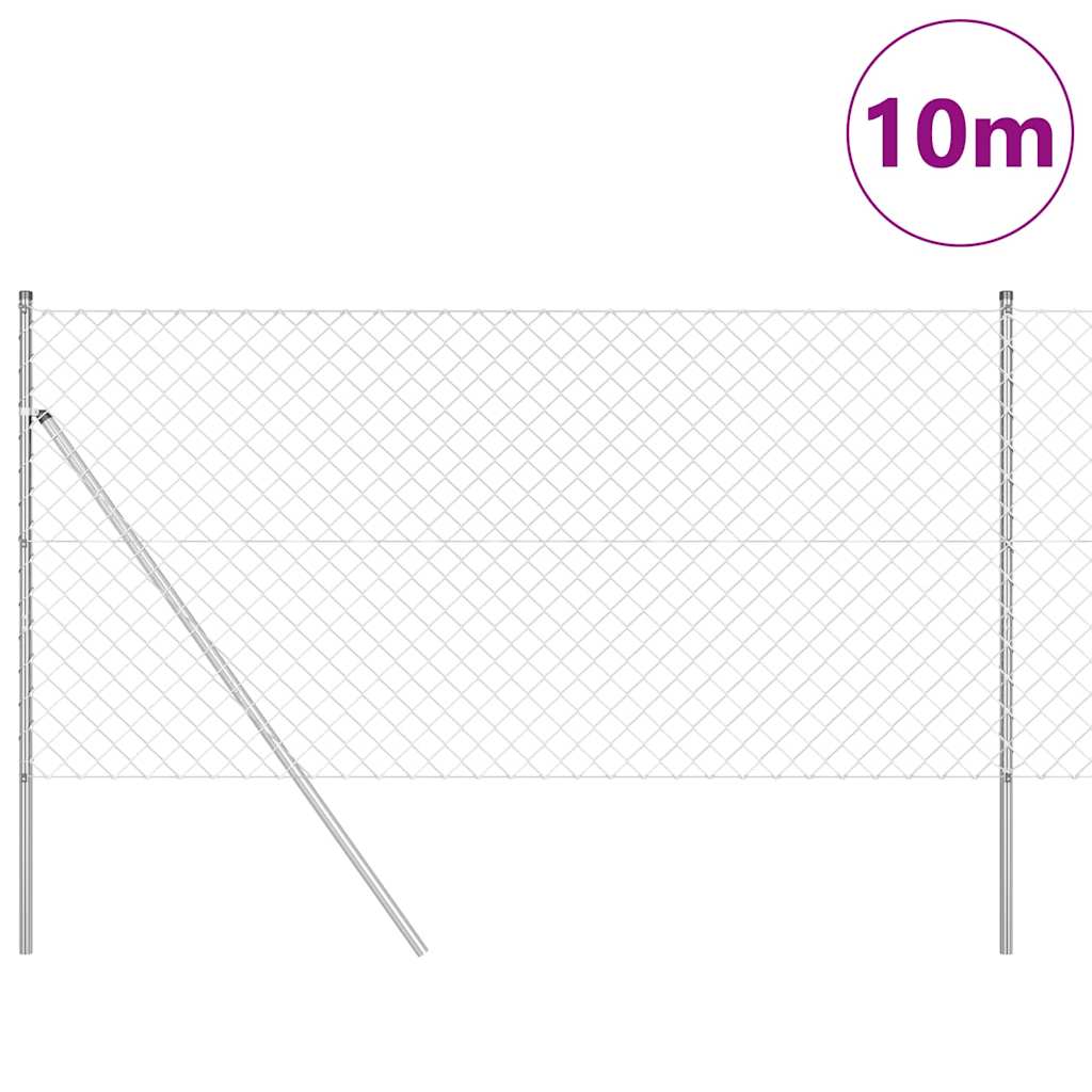 Vidaxl afrasteringspaal zilver 10 x 1,4 m (60 x 60 mm gaas) staal
