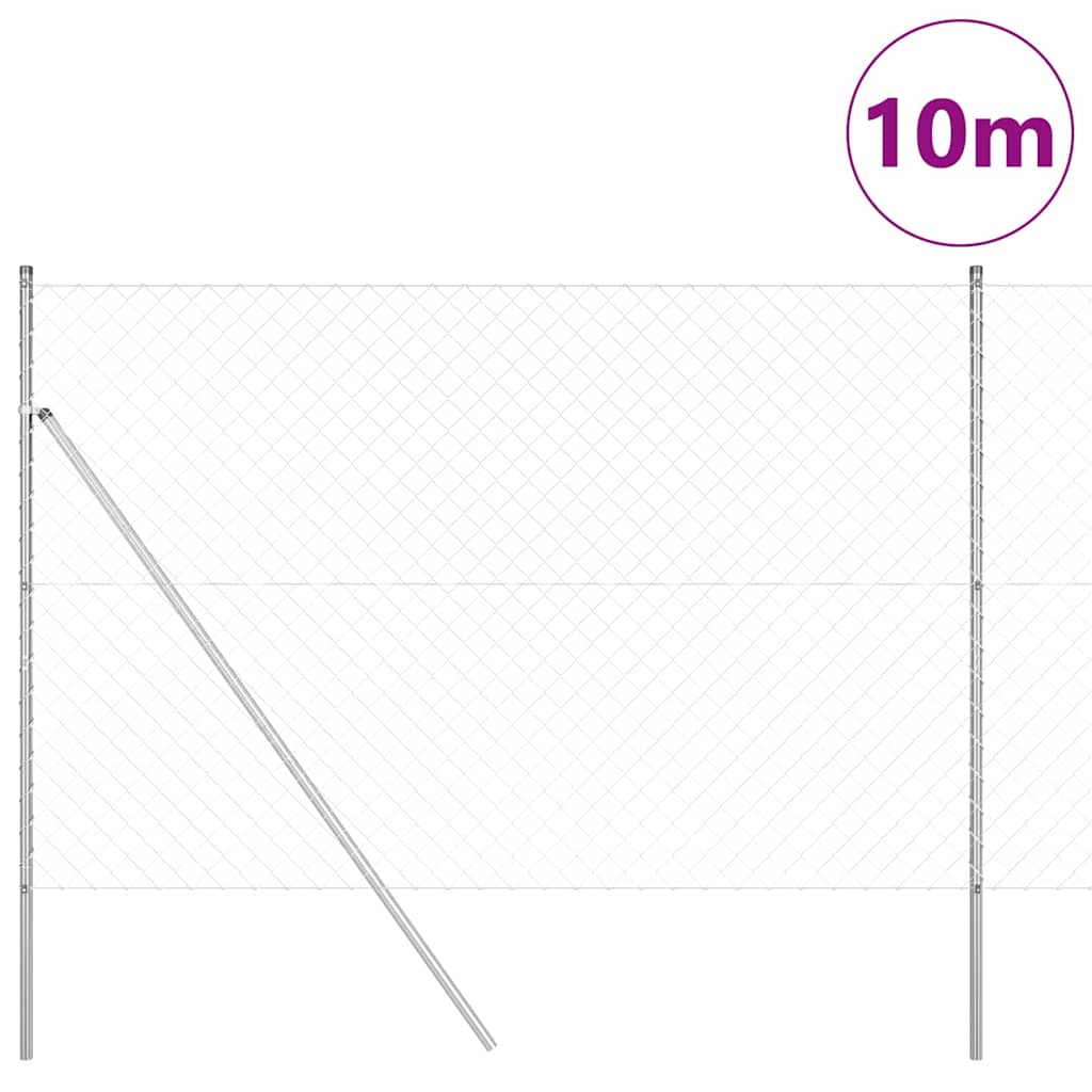 Vidaxl afrasteringspaal zilver 10 x 1,5 m (60 x 60 mm gaas) staal
